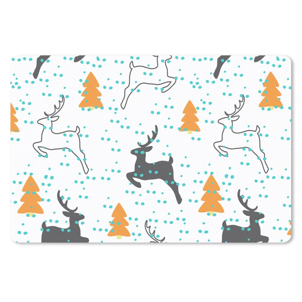 MuchoWow Schreibtischunterlage Hirsche - Muster - Baum 60x40 cm - XXL Mauspad - Großes Mauspad