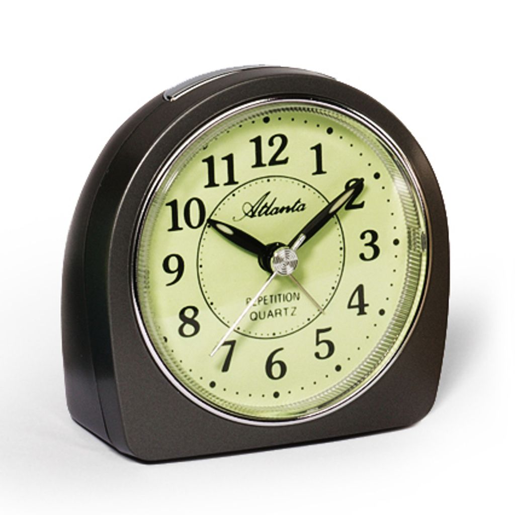 Atlanta Réveil Analogique Silencieux Avec Lumière LED – Gris, Snooze & Éclairage Bleu 1979-4