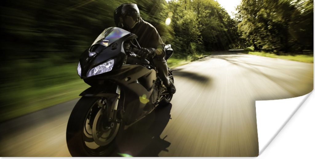 MuchoWow Poster Sportliches Motorrad im Sonnenschein 120x60 cm - Bild