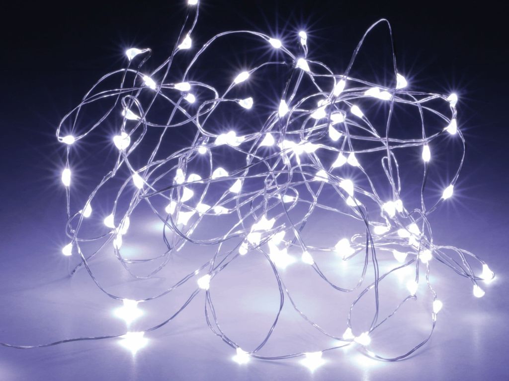 Svetelná reťaz LED, strieborný drôt, 80 LED diód, studená Obrázok produktu 