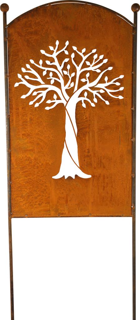 Schild Gartenschild Edelrost Rost zum Einstecken rostige Gartendeko Lebensbaum Baum Dekoration Beetstecker Gartenstecker Rost