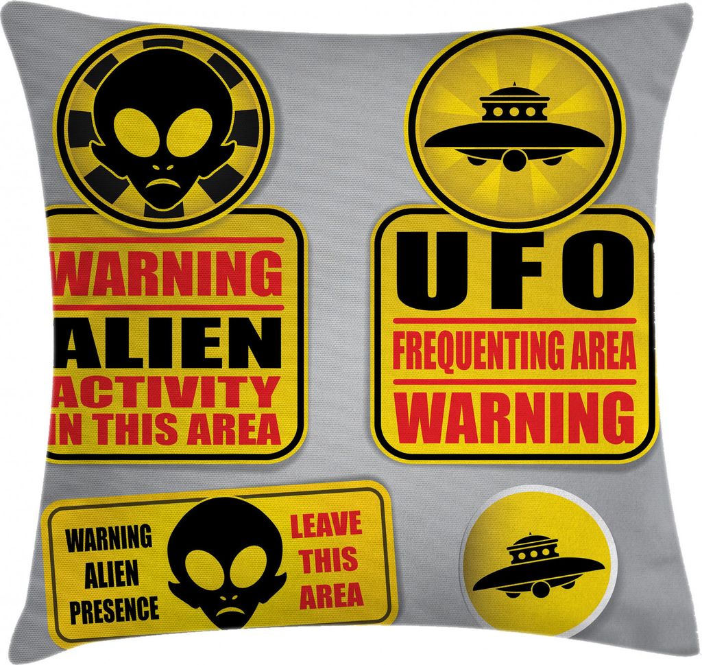ABAKUHAUS Platz Kissenbezug, Warnung Alien Gefahr, Waschbar mit Reißverschluss Kissenhülle mit Farbfesten Klaren Farben Beidseitiger Druck, 40 x ...