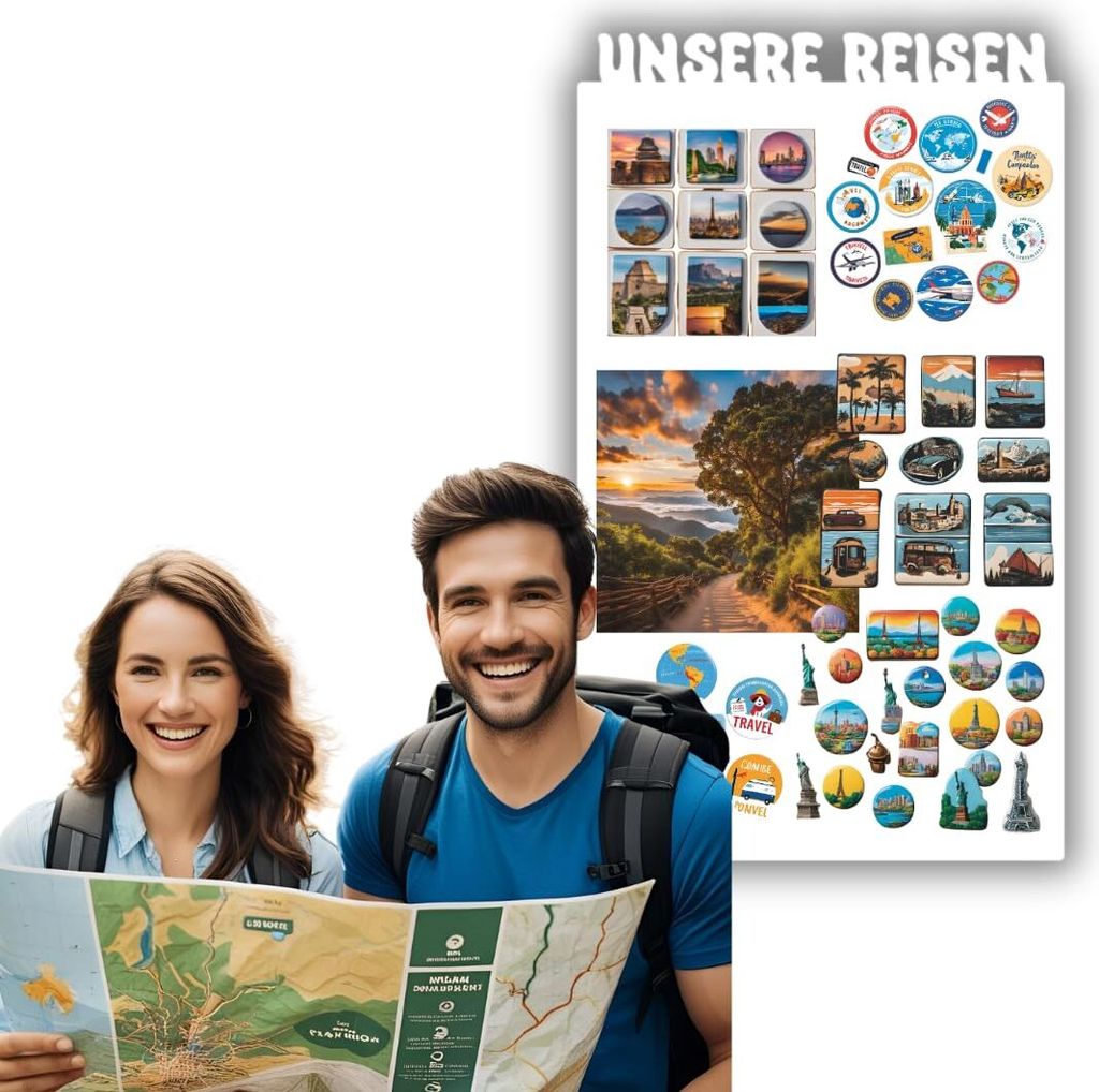 Anwicar Magnettafel Unsere Reisen - Vertikal 85x50 cm - Produktbild 