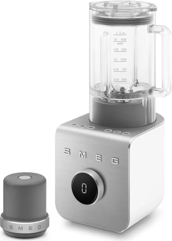 Blender Puissant Smeg 1400W Blanc BLC02WHMEU Bol 1.5L Haute Résistance