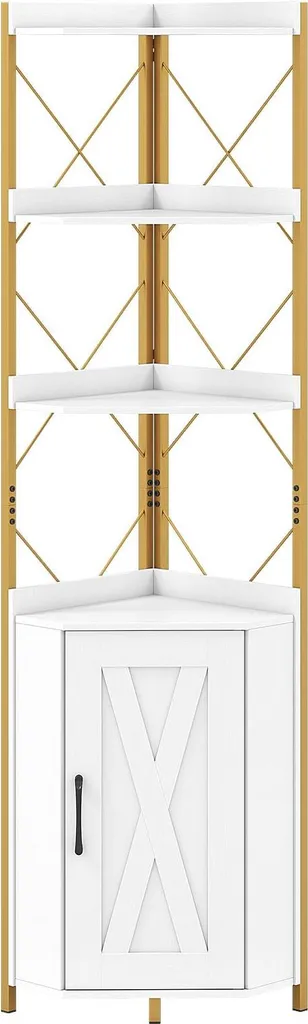 Meuble d'angle blanc 5 niveaux 180 cm robuste et gain de place XL