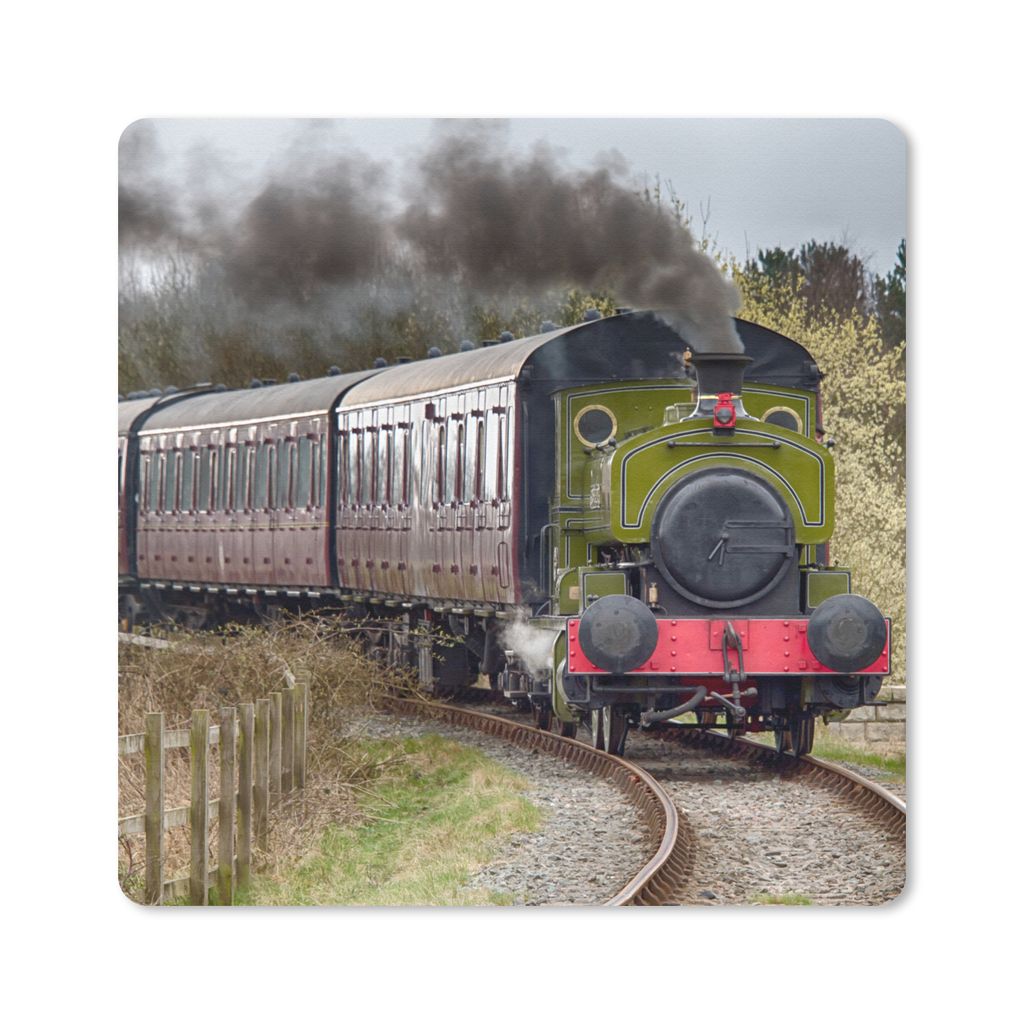 MuchoWow Mauspad Mousepad Ein herannahender Dampfzug 20x20 cm - Mousepads - Maus Mat - Pad - Mausunterlage - Desk Mat - Bureauartikeln