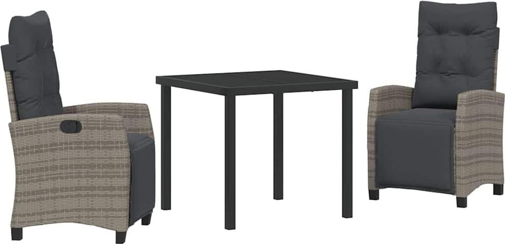 Garten Essgruppe mit Kissen 3 pcs Grau Poly-Rattan