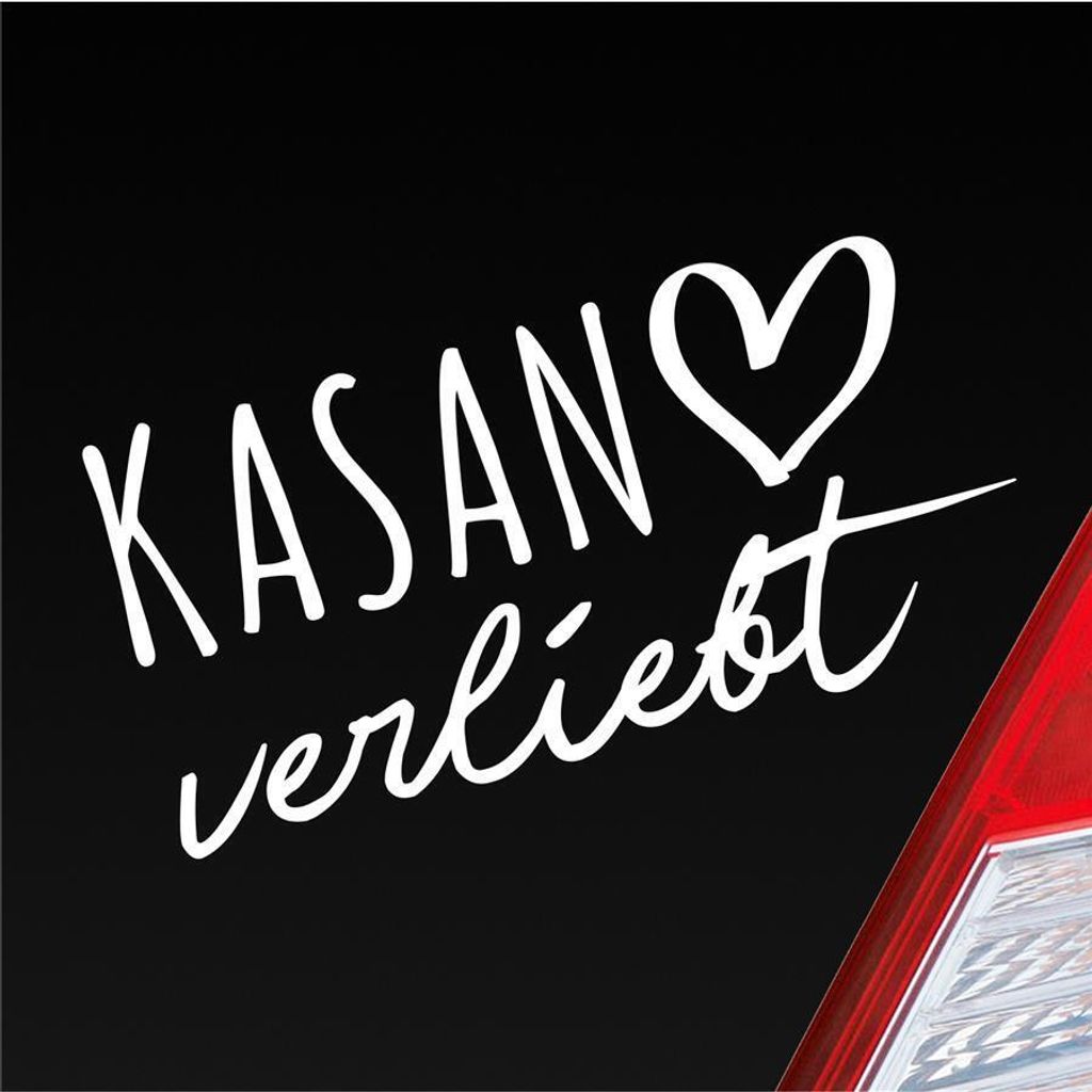 Auto Aufkleber Kasan verliebt Herz Stadt Heimat Liebe Car 19x10 cm Weiss Glanz Sticker Heckscheibenaufkleber