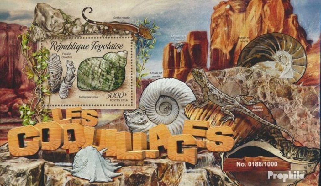 Briefmarken Togo 2016 Mi Block 1284 (kompl. Ausgabe) postfrisch Muscheln