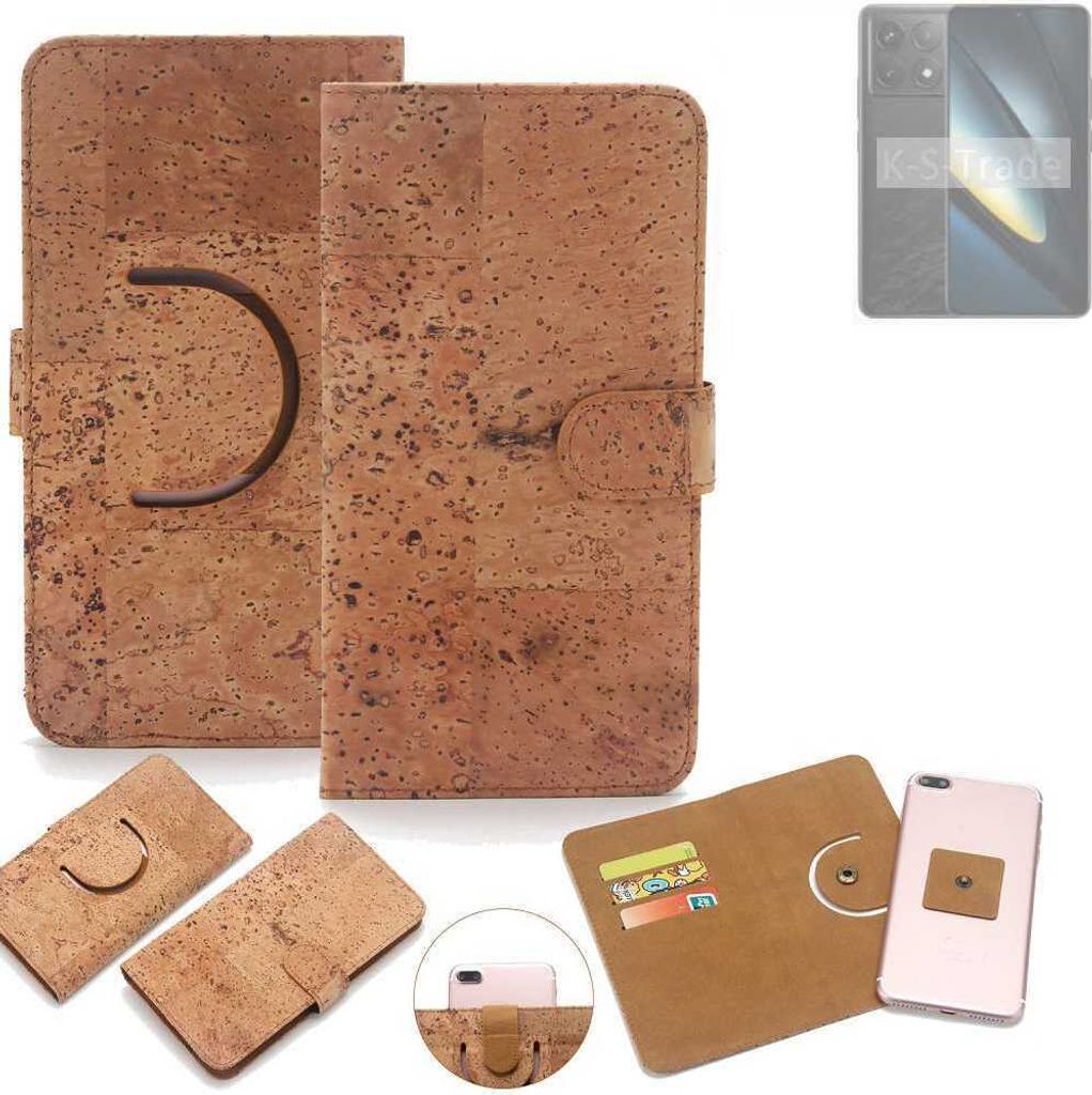 K-S-Trade Handy Hülle Schutz Hülle kompatibel mit POCO F6 Pro Handyhülle Schutzhülle Korkhülle Kork-Hülle 1x