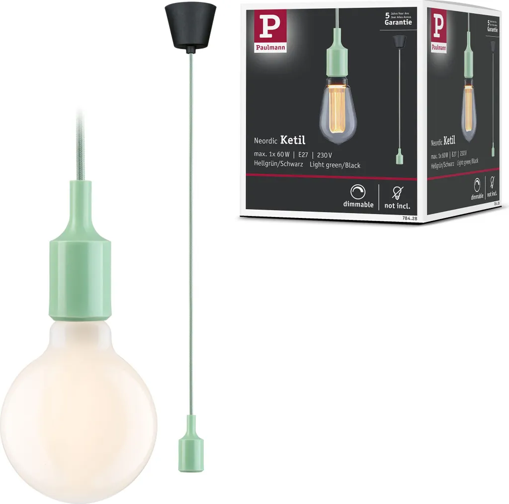 Lampada a Sospensione Paulmann Ketil Neordic - Nero E27 2mt