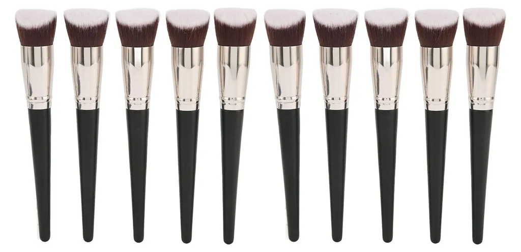 Pinceaux de maquillage biseautés pour fond de teint et contouring 10pcs
