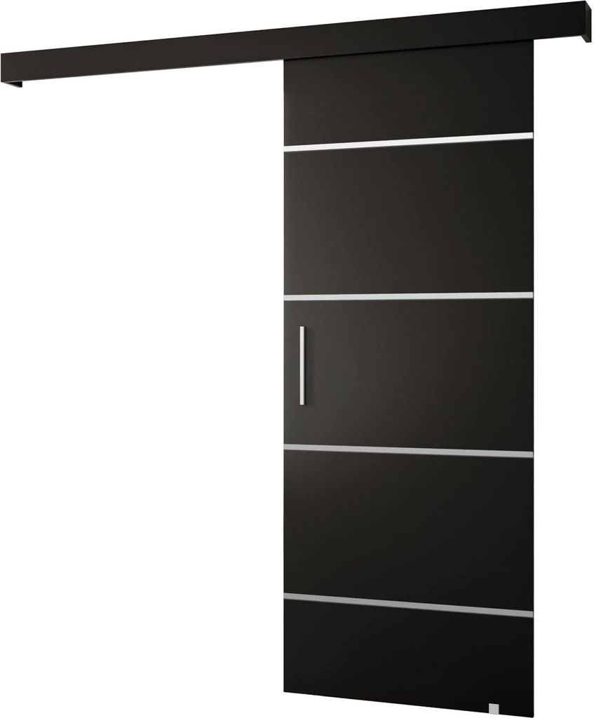 MEBLE KRYSPOL Salwador 4 Schiebetür, 90x204 cm, Schwarz , Schwarz , Silber