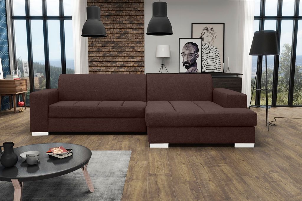 Ecksofa Eckcouch L-Form Sofa Schlafsofa LUBERO malmo 28 rechts mit Schlaffunktion und Bettkasten
