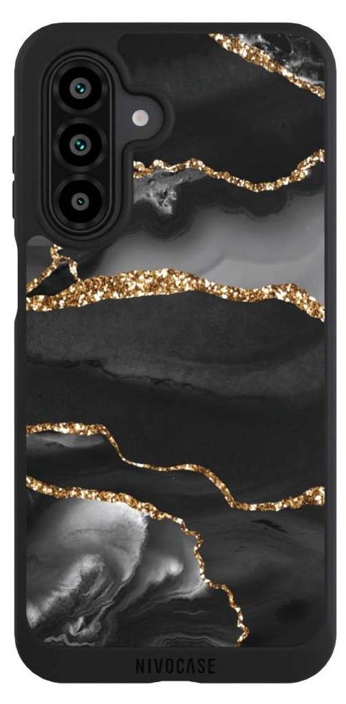 NIVOCASE Handyhülle für Samsung Galaxy A17 5G Hülle NIVOpure Case Schwarz Glitzer Look Marmor Muster
