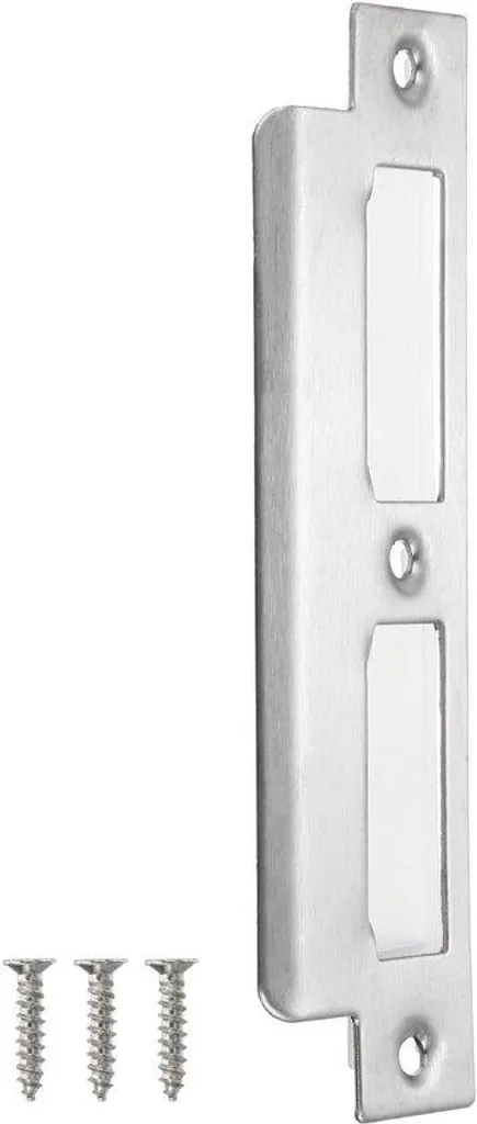Plaque de gâche robuste en inox 155x35 mm argentée finition brossée