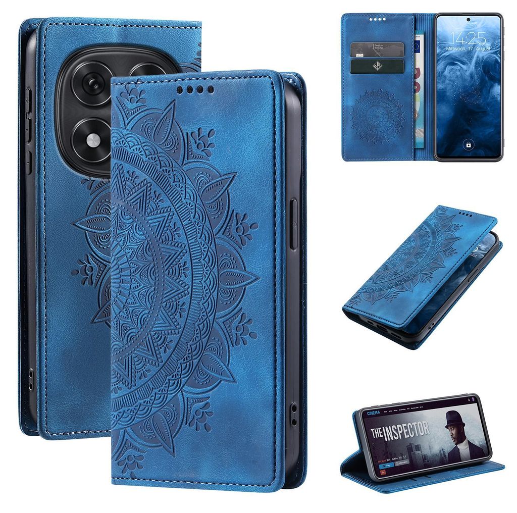 Mandala Handyhülle für Xiaomi Redmi Note 15 / 15 5G RFID Schutz Klapphülle Case Cover Design Schutzhülle Farbe: Blau
