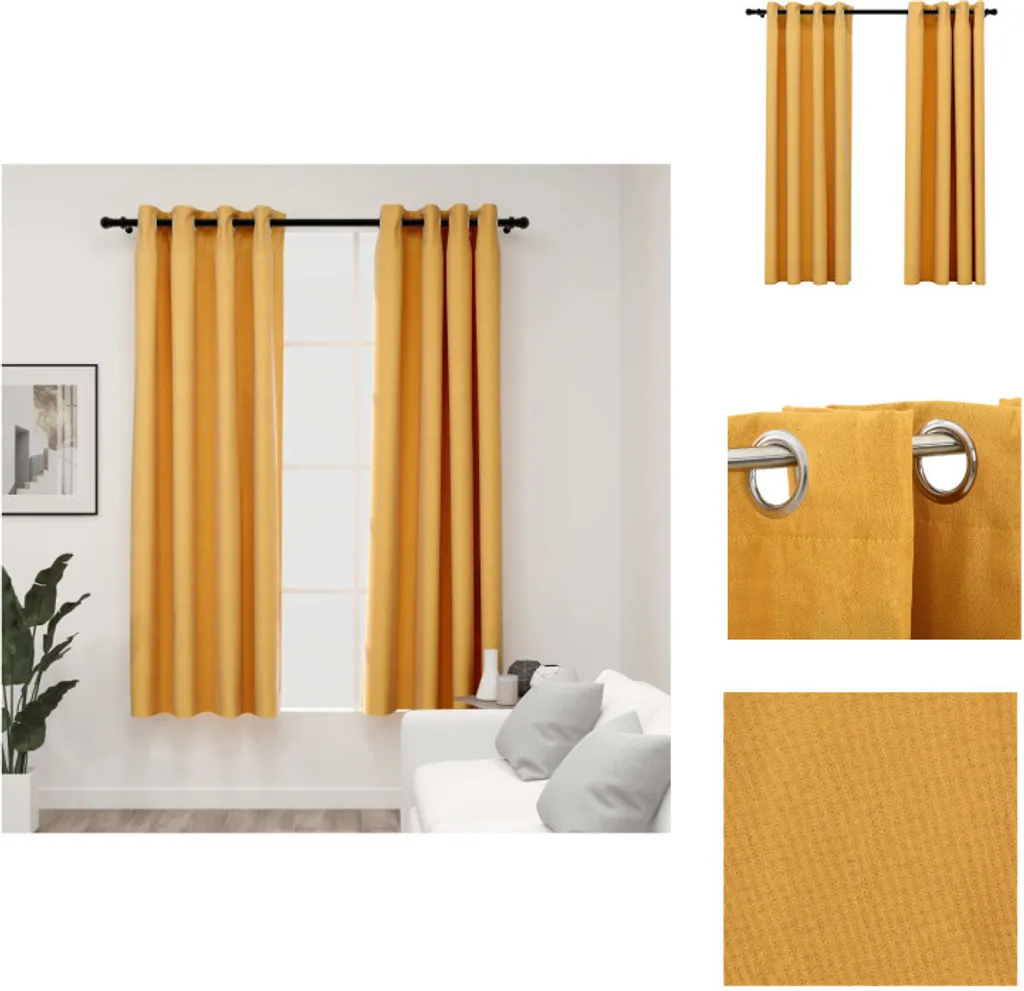 Tende Oscuranti Gialle Look Lino 140x175 cm vidaXL - Set 2 Pezzi