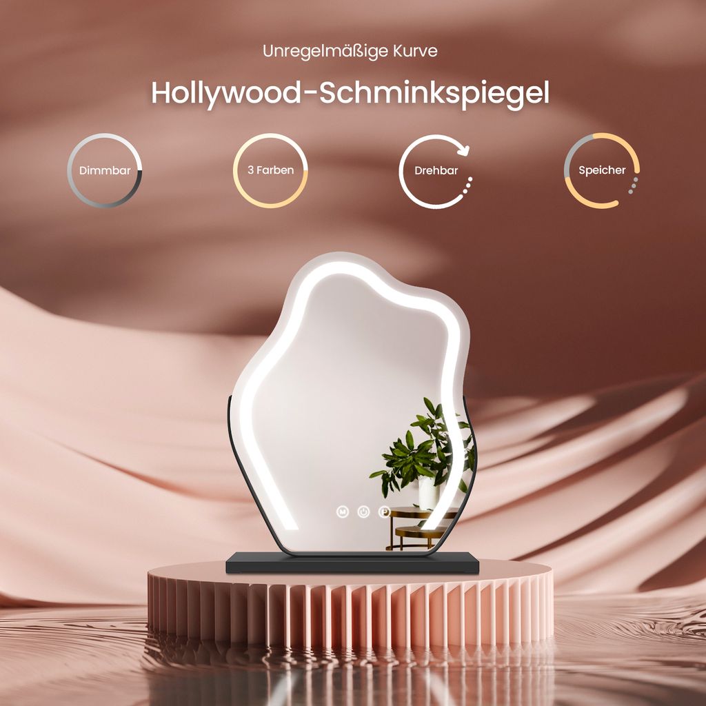 EMKE Zrkadlo na líčenie s osvetlením, čierne hollywoodske Obrázok produktu 5