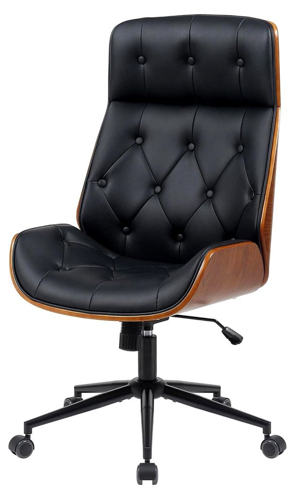 Ergonomischer Bürostuhl Martil, höhenverstellbar und drehbar, mit Kippmechanik und Armlehnen, Chefsessel in Chesterfield-Optik, Farbe: schwarz