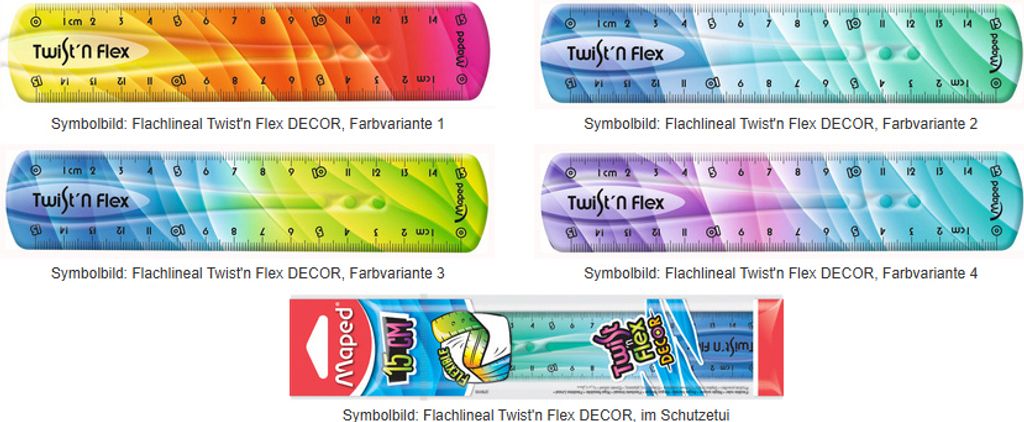 Maped Flachlineal Twist'n Flex DECOR 150 mm unzerbrechlich Produktbild