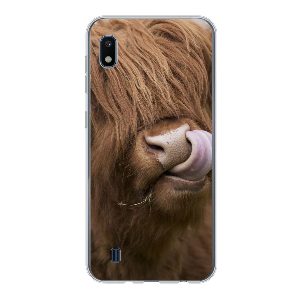 MuchoWow Handyhülle Schutzhülle Hülle für Samsung Galaxy A10 Schottischer Highlander - Braun - Kuh Silikon Softcase Handy Hülle - Schutzhülle