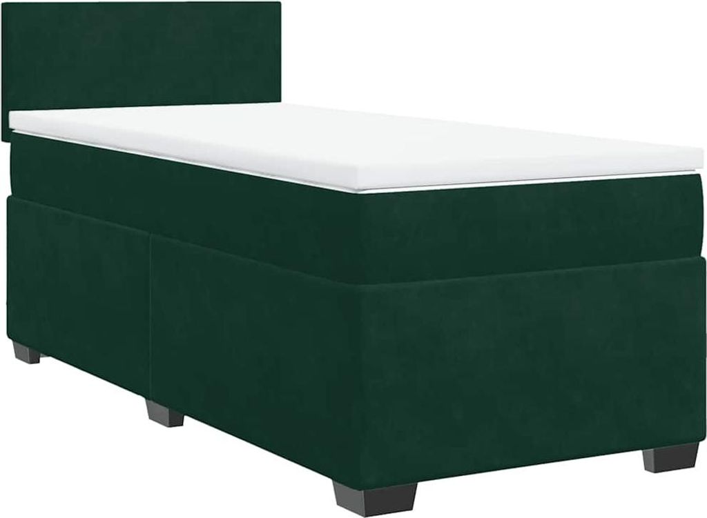 vidaXL Boxspringbett mit Matratze Dunkelgrün 80x200 cm Samt