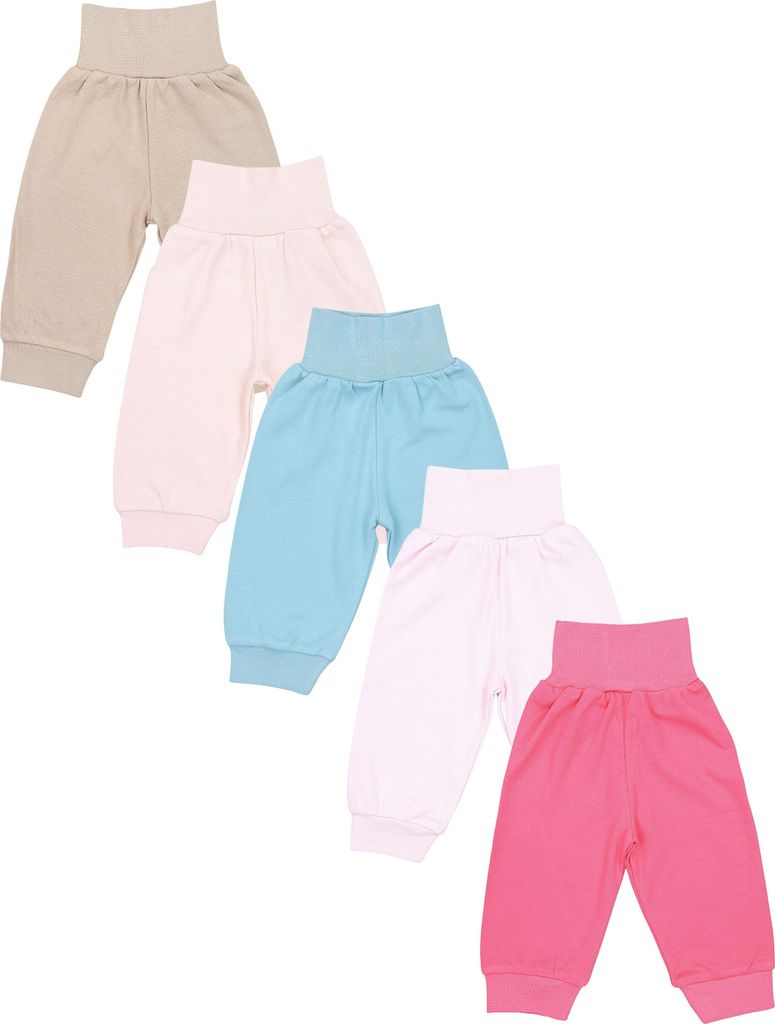TupTam Unisex Baby Lange Pumphose 5er Pack, Farbe: Beige Mintgrün Puderrosa Rosa Pink, Größe: 74