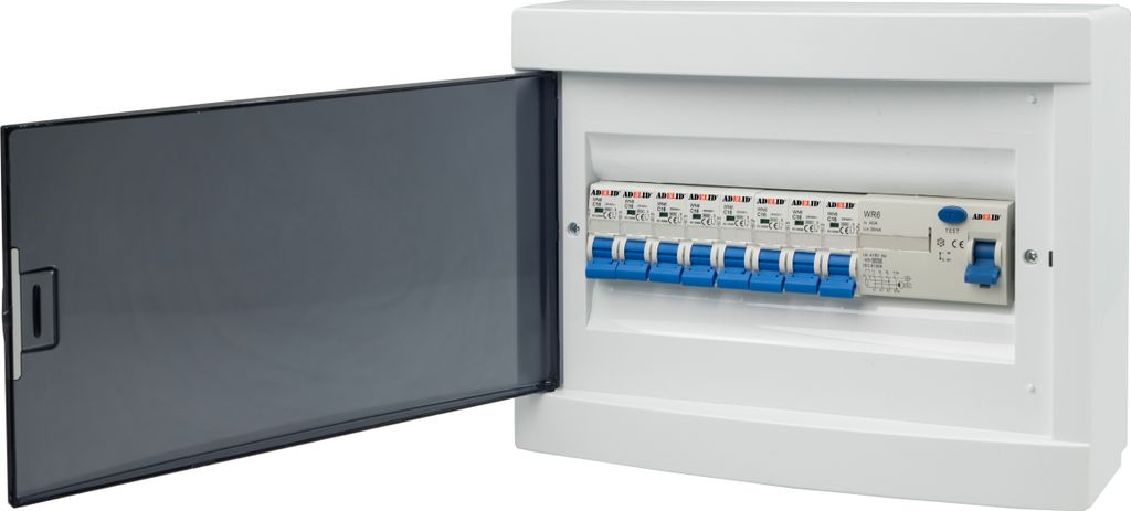 Sicherungskasten Leitungsschutzschalter Stromverteiler Komplett mit "C" LS Schalter FI-Schalter 12 Module