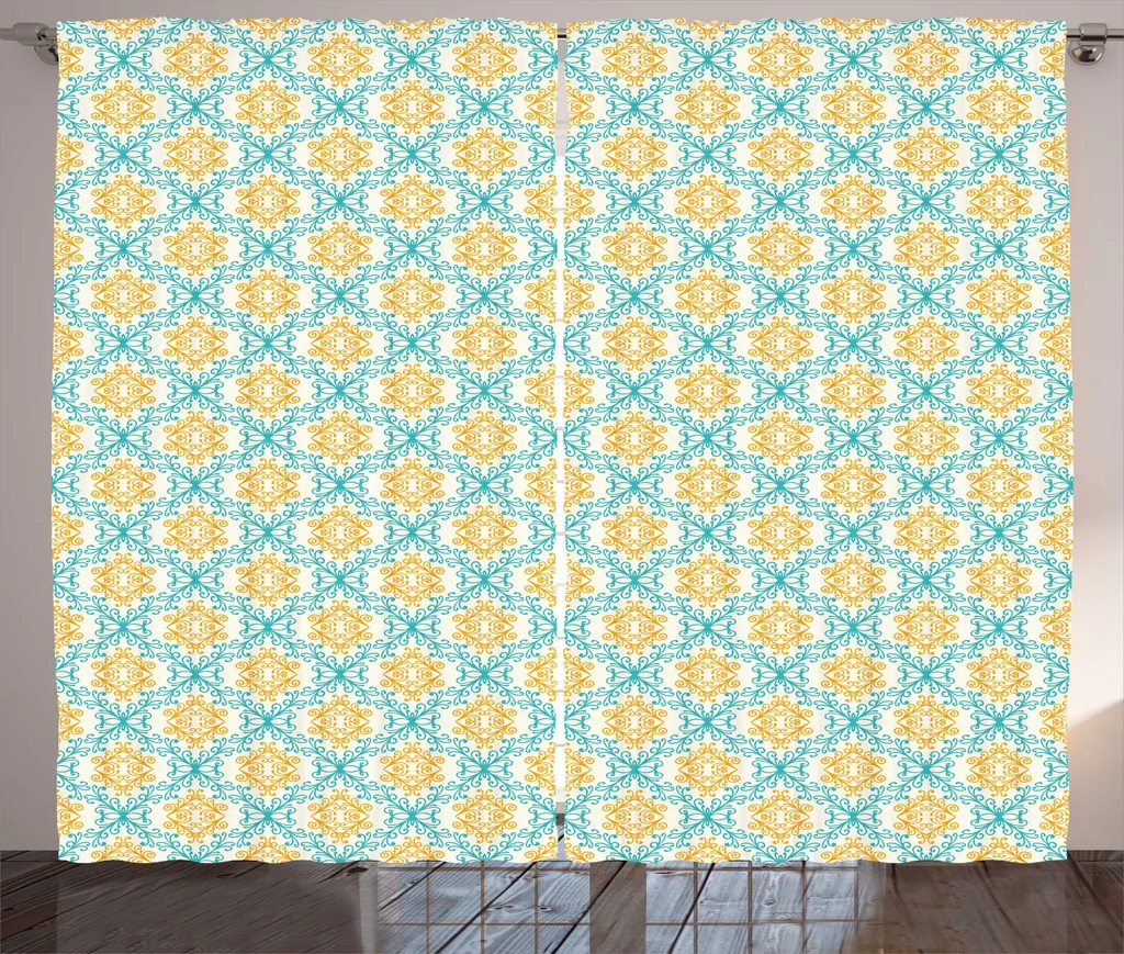 Collezione ABAKUHAUS Vittoriana - Tende in Raso Seafoam Marigold - 1
