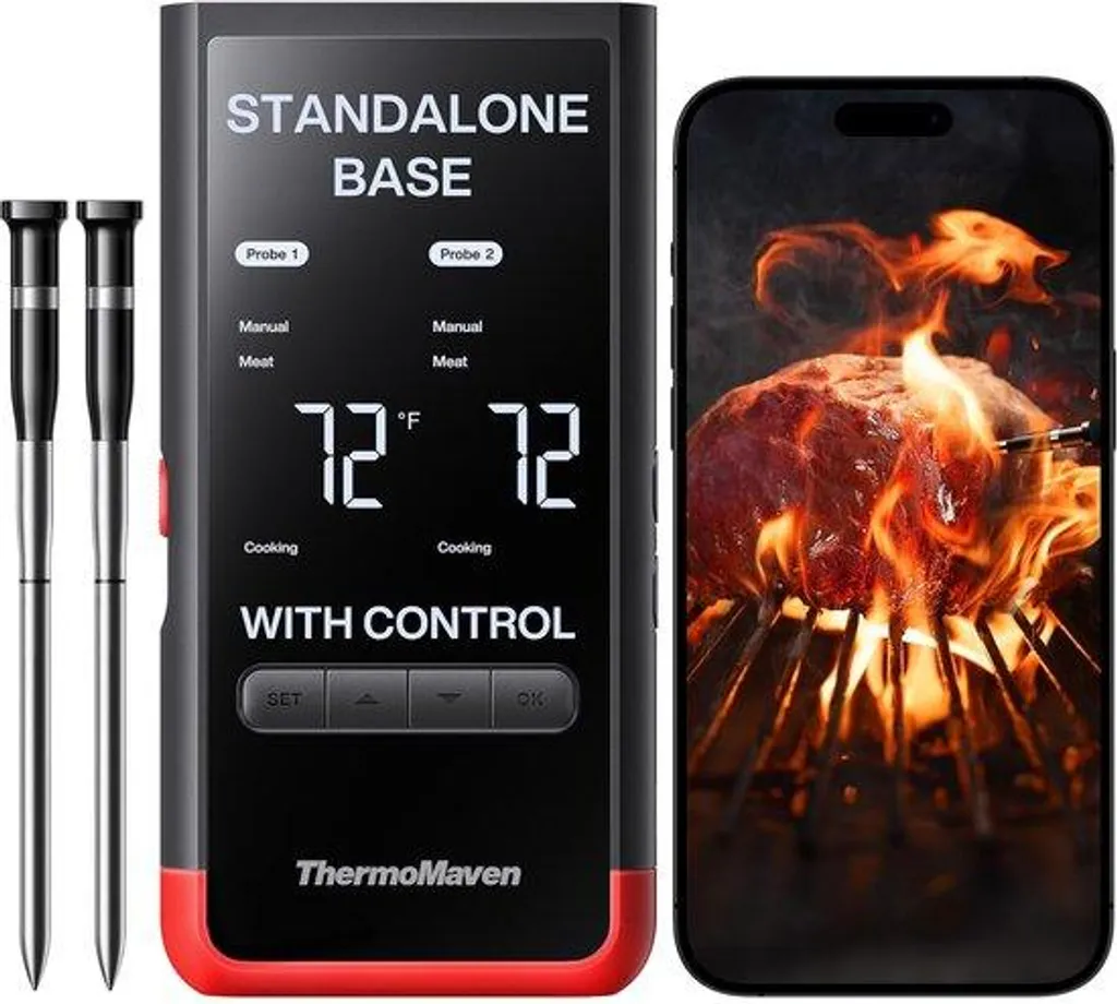 Thermomètre à viande Wi-Fi avec 6 sondes inox et suivi mobile à distance