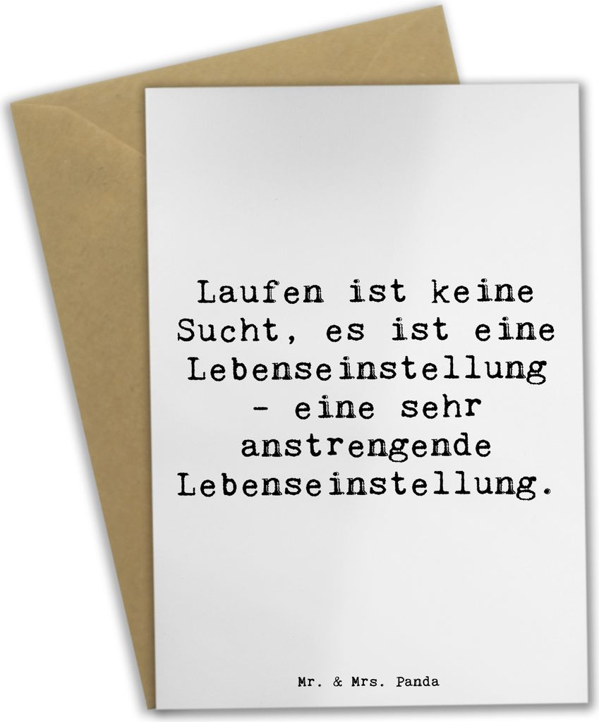 Mr. & Mrs. Panda Beileidskarte Spruch Laufen Lebensstil - Weiß - Geschenk, Teamsport, bewegung, einladungskarten, weihnachtskarten, Sport, osterka...