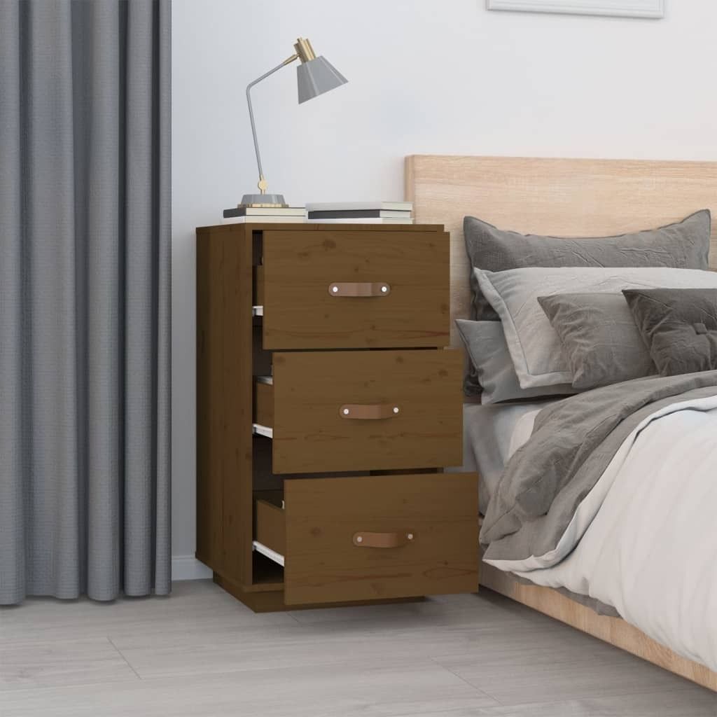 The Living Store Nachttisch Honigbraun 40x40x75 cm Massivholz Kiefer
