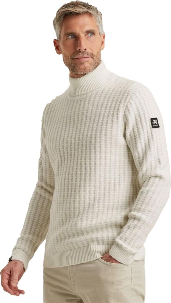Creme Rollkragenpullover Vanguard Baumwolle normale Passform