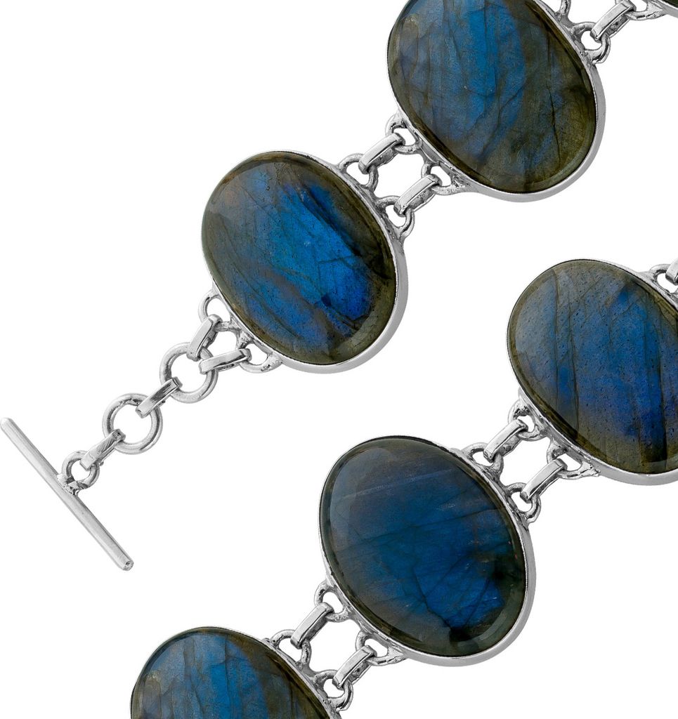 Labradorit Armband Silber 925 blaue Edelsteine 75ct 20