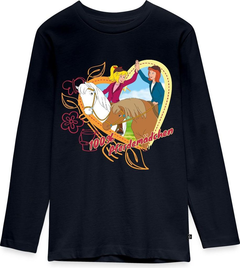 Spreadshirt Bibi Und Tina Pferdemädchen Herz Teenager Premium Langarmshirt, 158/164 (12 Jahre), Navy