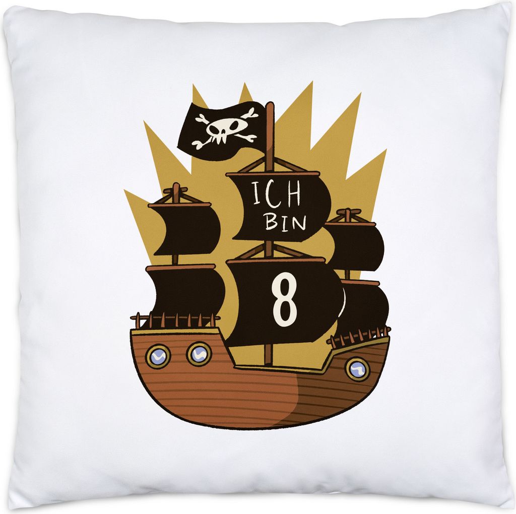 Geburtstag 8 Jahre Kissen inkl. Füllung 8 Jahre 8. Geburtstag Piraten Pirat Motto