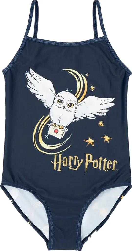 Harry Potter Maillot de Bain Fille NS6863 - Bleu Marine et Or - Taille 122