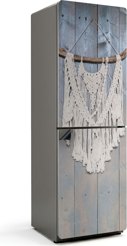 Makramee mit Fransen – Magnetische Kühlschrank Abdeckung – Dekorfolie magnetisch Küche – Kühlschrank Magnet Deko – selbstklebende Magnet...