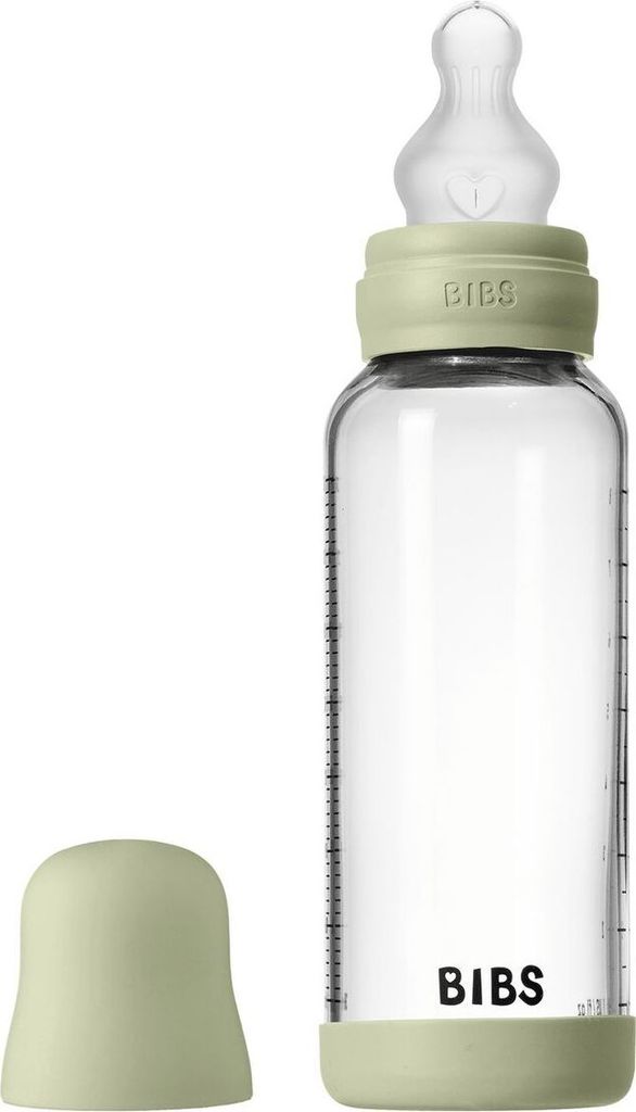 Bibs Glas-Flasche Baby Bottle Round 240 ml + Silikon-Trinksauger
