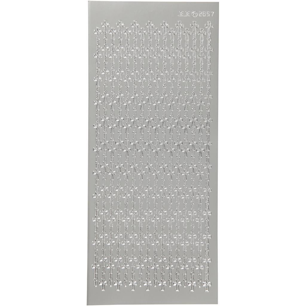 Creativ Firmenaufkleber, Kreuz, Bogen 10x23 cm, silber, 1 Bogen