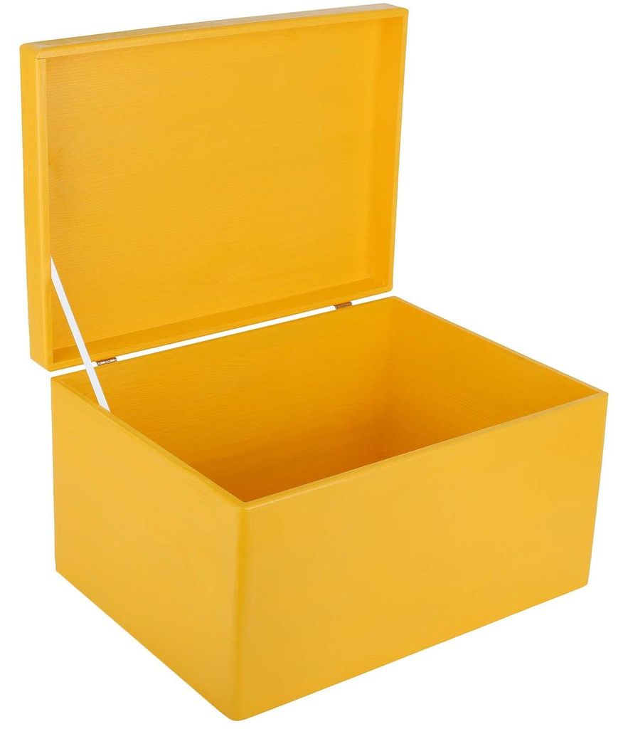 Creative Deco XXL Gele Houten Doos met Deksel Opbergdoos, Productafbeelding 