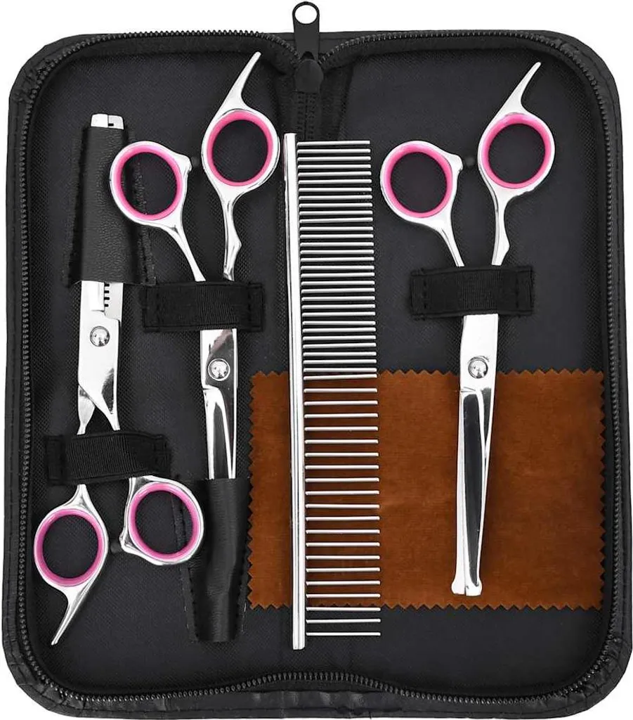 Kit Forbici Cani vidaXL 4 pz Acciaio Inox con Custodia - Pratico e Sicuro