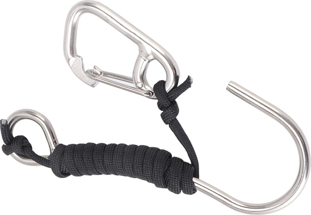 Tauchender Edelstahl-Einzelhaken-Riff mit Lanyard-Schnellverschluss-Schnalle, Schwarz