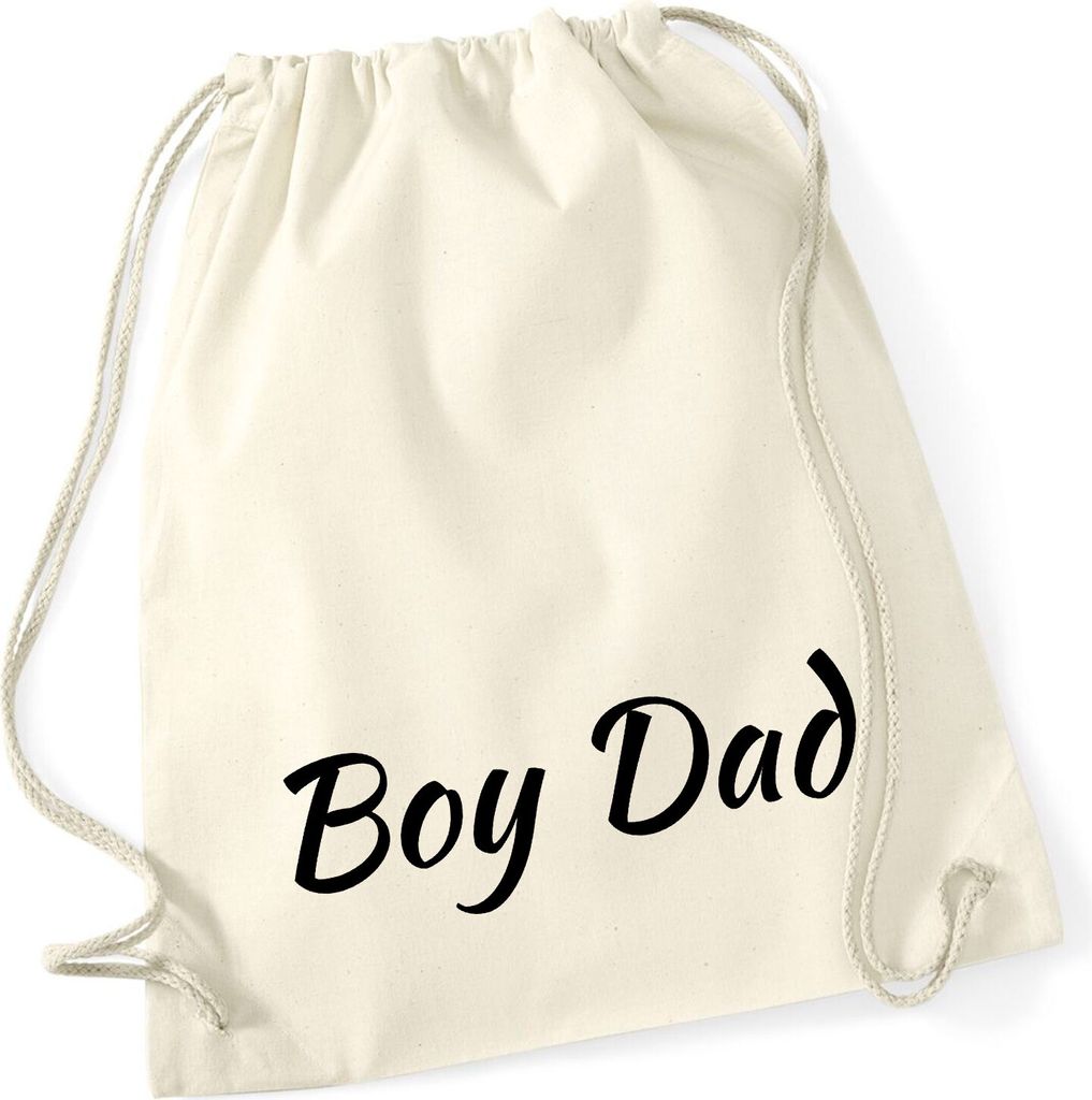 Huuraa Turnbeutel Boy Dad Schriftzug 12 Liter Natural Baumwolle Rucksack Geschenkidee