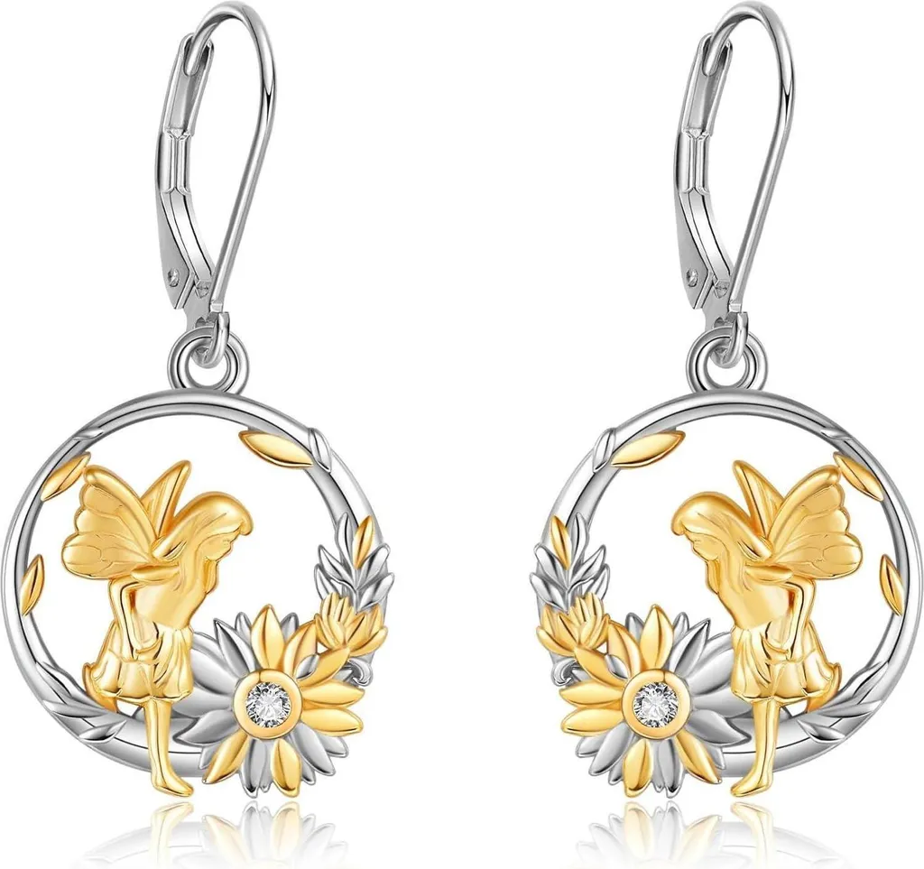AOBOCO Collana in argento Sterling con angelo custode, regalo di...AOBOCO Orecchini a cerchio in argento Sterling con angelo custode...: AOBOCO