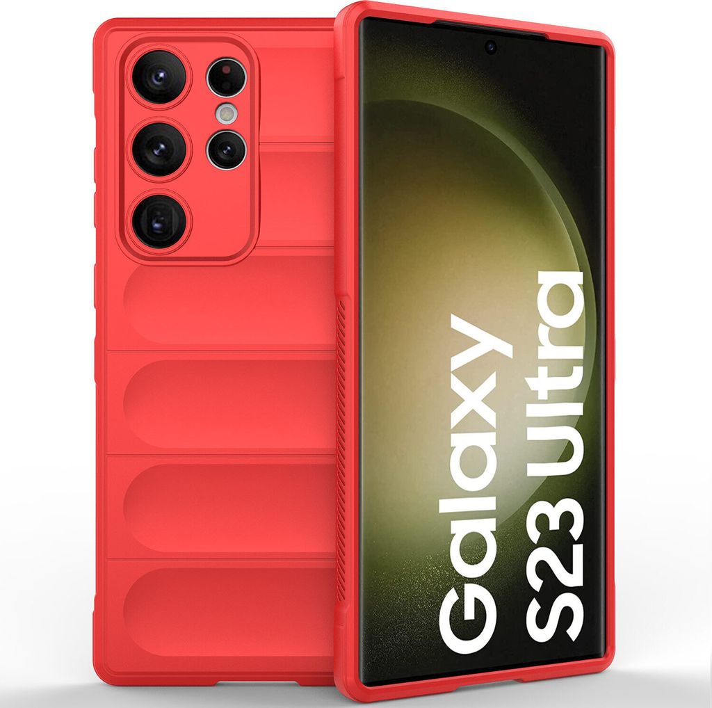 Samsung S23 Ultra Hülle, Weich TPU Silikon Stossfest Anti-rutsch Schutzhülle für Samsung Galaxy S23 Ultra Rot