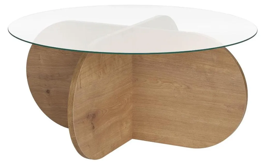 Table basse AERIS plateau verre trempé D75 cm Calicosy pieds croisés noir