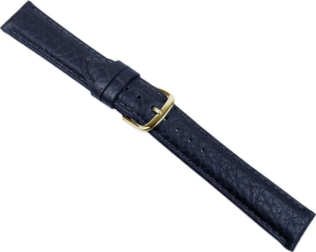 Herzog Kalb Matt XL Uhrenarmband Kalbsleder Dunkelblau 27817-XL, Stegbreite:16mm, Schließe:Gelbgolden