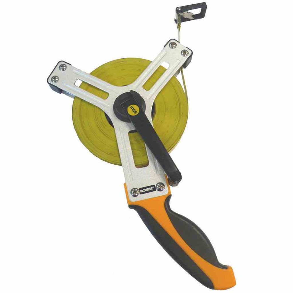 Ironside 150-222 Stahlmaßband 50 m/ 13mm 2-Komponenten Griffteil, schwarz/orange/gelb